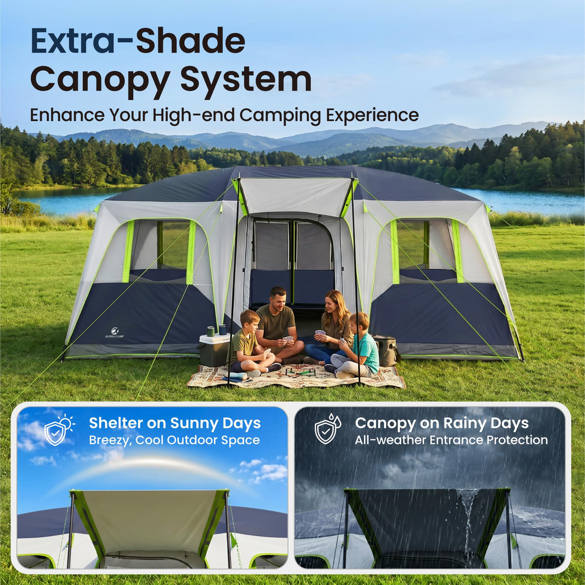 12 Person Camping Tent with Shade Canopy I594