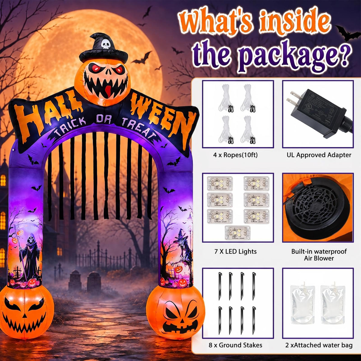 10 FT Halloween Inflatable Archway with LED Lights V1102