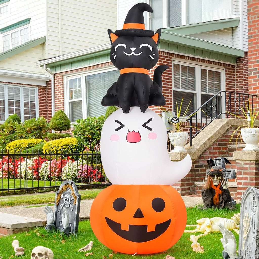 6 FT Halloween Inflatables Pumpkin Ghost Cat Outdoor Decorations U366170