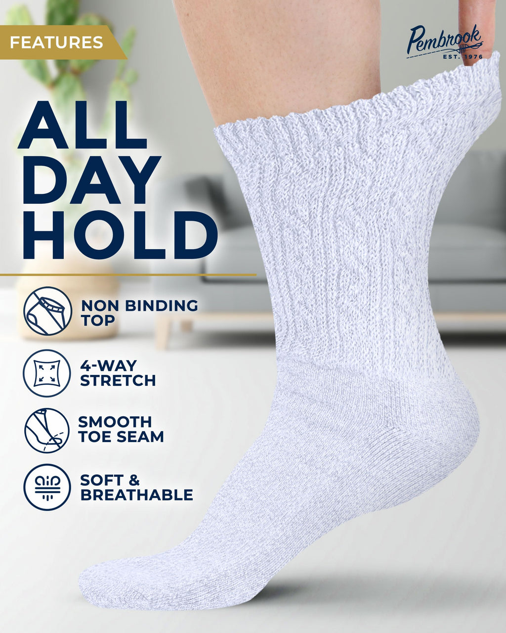 Cable Knit Bamboo Viscose Diabetic Socks 6 Pairs O866