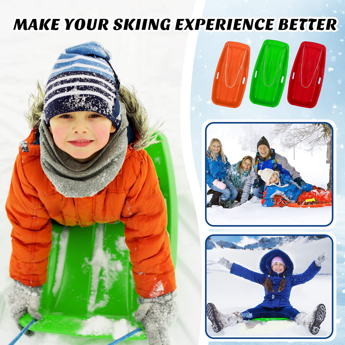 12 Pcs 35 Inch Plastic Snow Sleds G7371