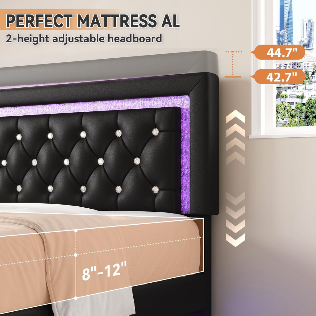 Floating Bed Frame Full with LED Lights R79398
