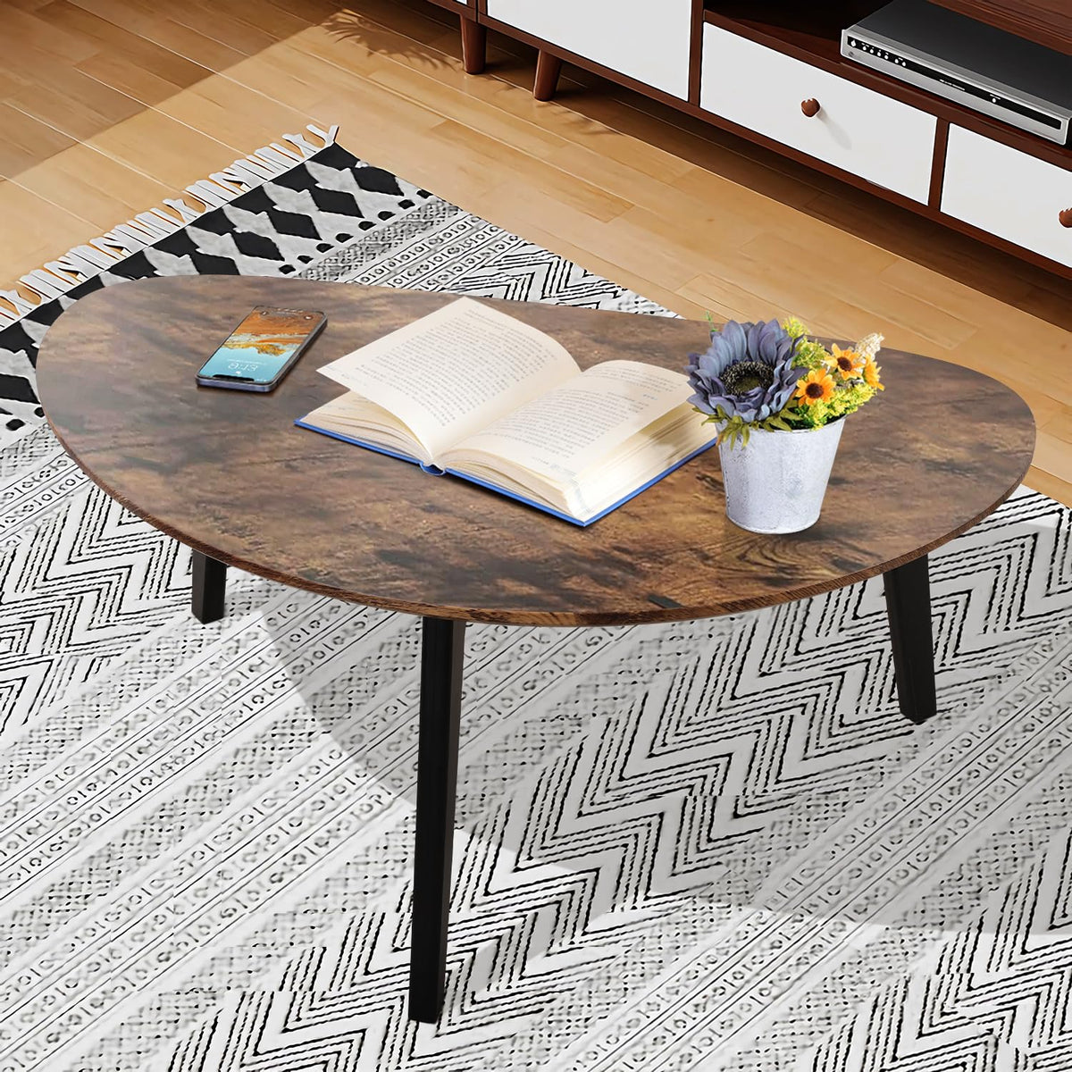 Oval Espresso Wood Coffee Table R364