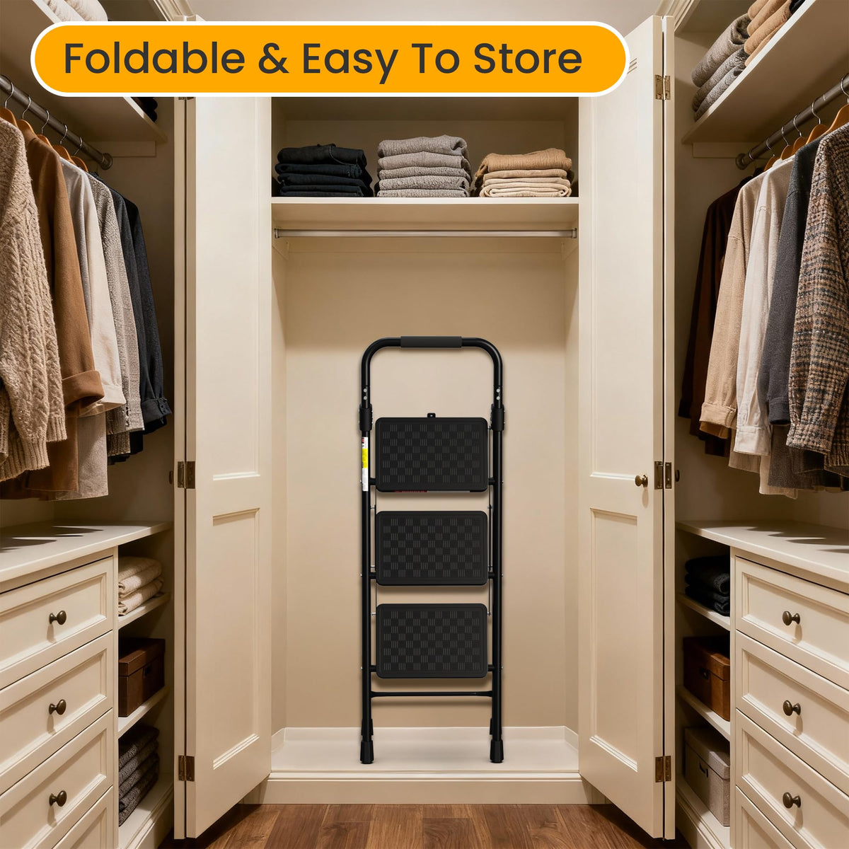 3 Step Folding Ladder with Anti-Slip Pedal V720013
