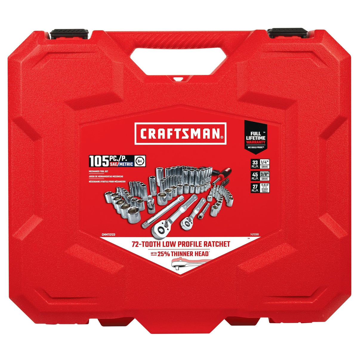 105 Pcs Standard and Metric Mechanics Tool Set with Case H3812