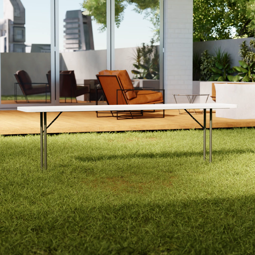 Granite White Heavy-Duty Blow Molded Plastic Folding Table K23492
