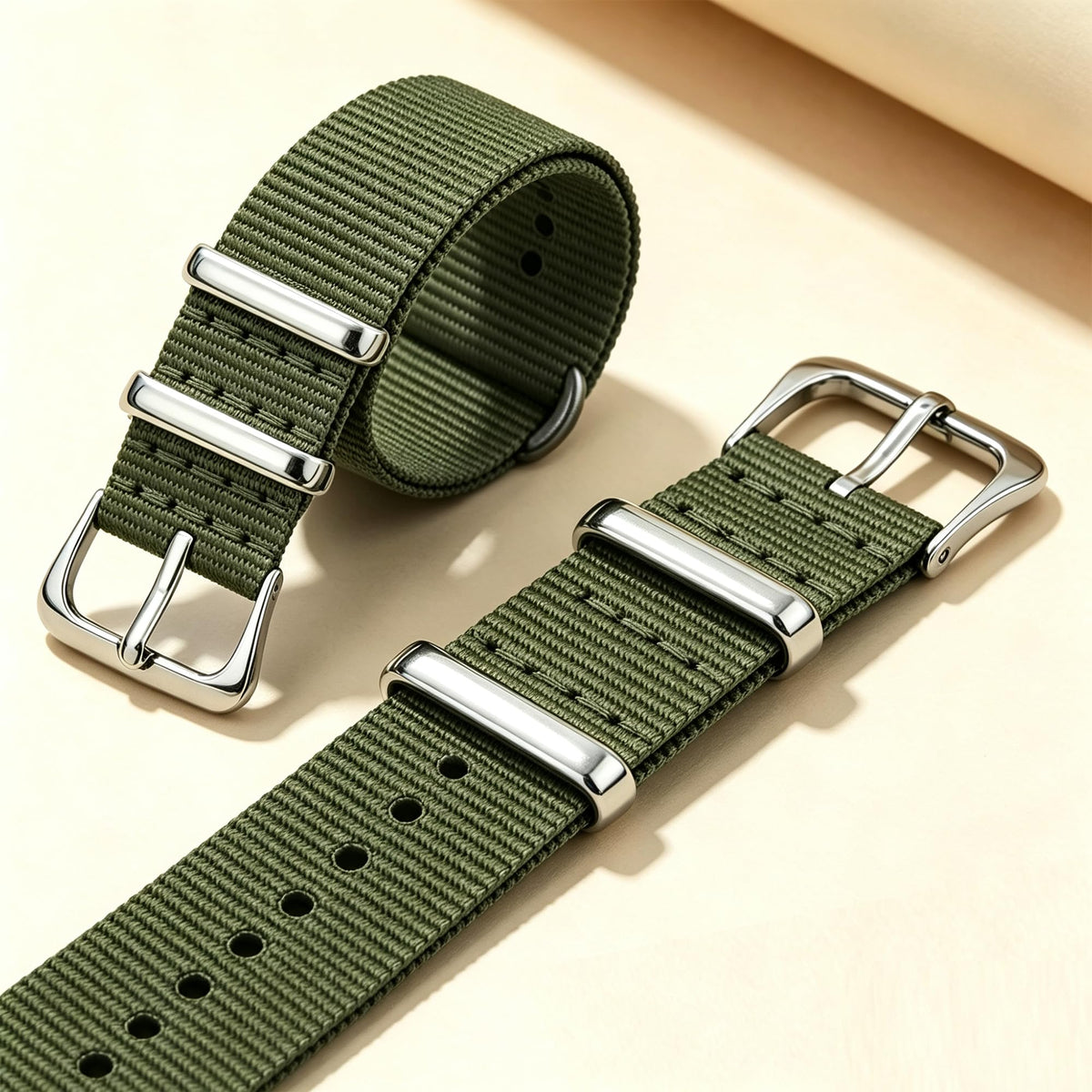 Nylon Watch Band with Stainless Steel Silver Buckle U557
