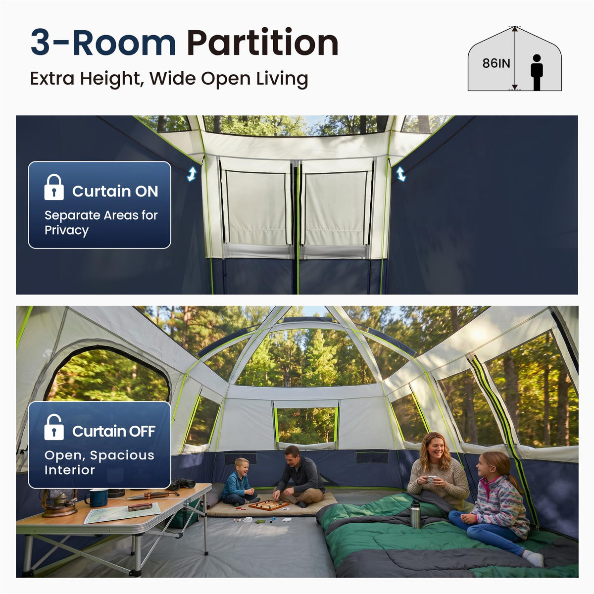 12 Person Camping Tent with Shade Canopy I594