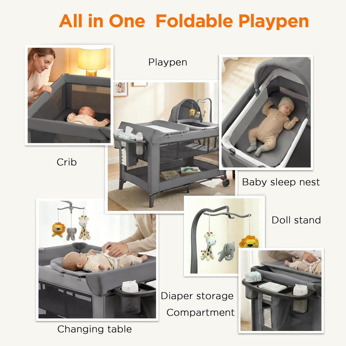 4 in 1 Baby Pack and Play with Bassinet A983
