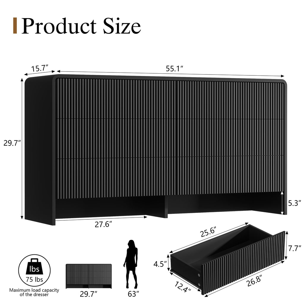 Black 6 Drawer Dresser V330930