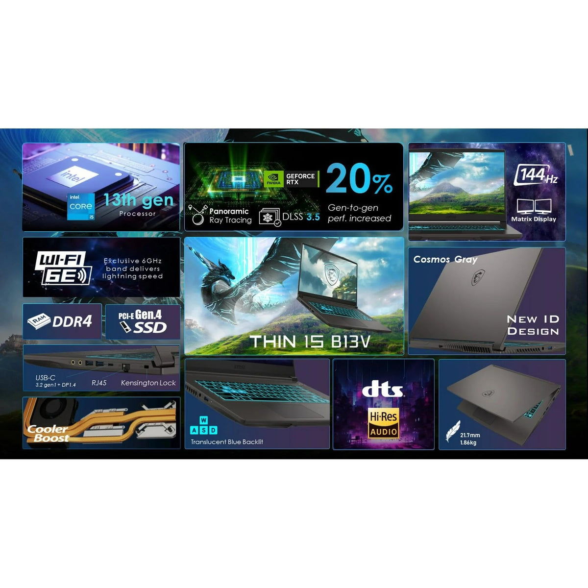 15.6" FHD Gaming Laptop Intel Core i5-13420H RTX 4060 16GB RAM 1TB SSD Gray L679933