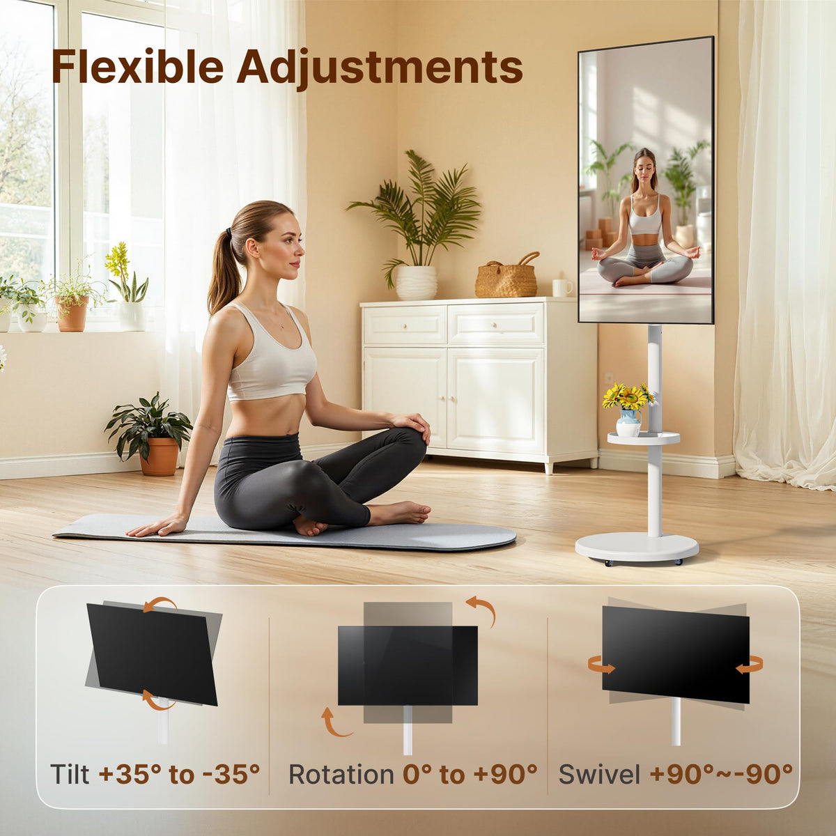 White Rolling TV Stand S971