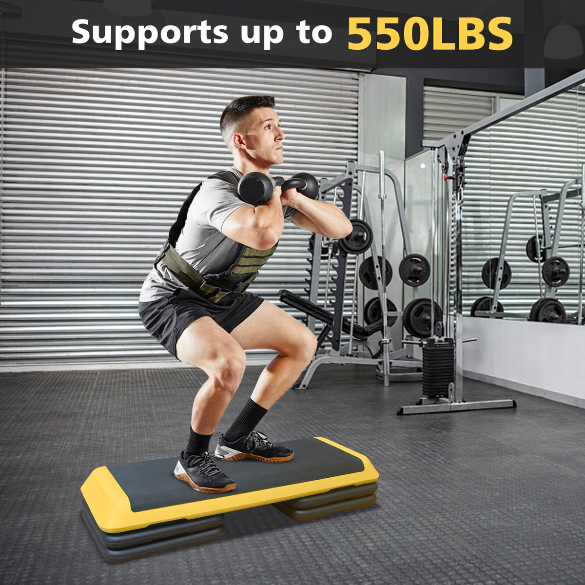 43'' Adjustable Exercise Stepper with 4 Detachable Risers Y67835
