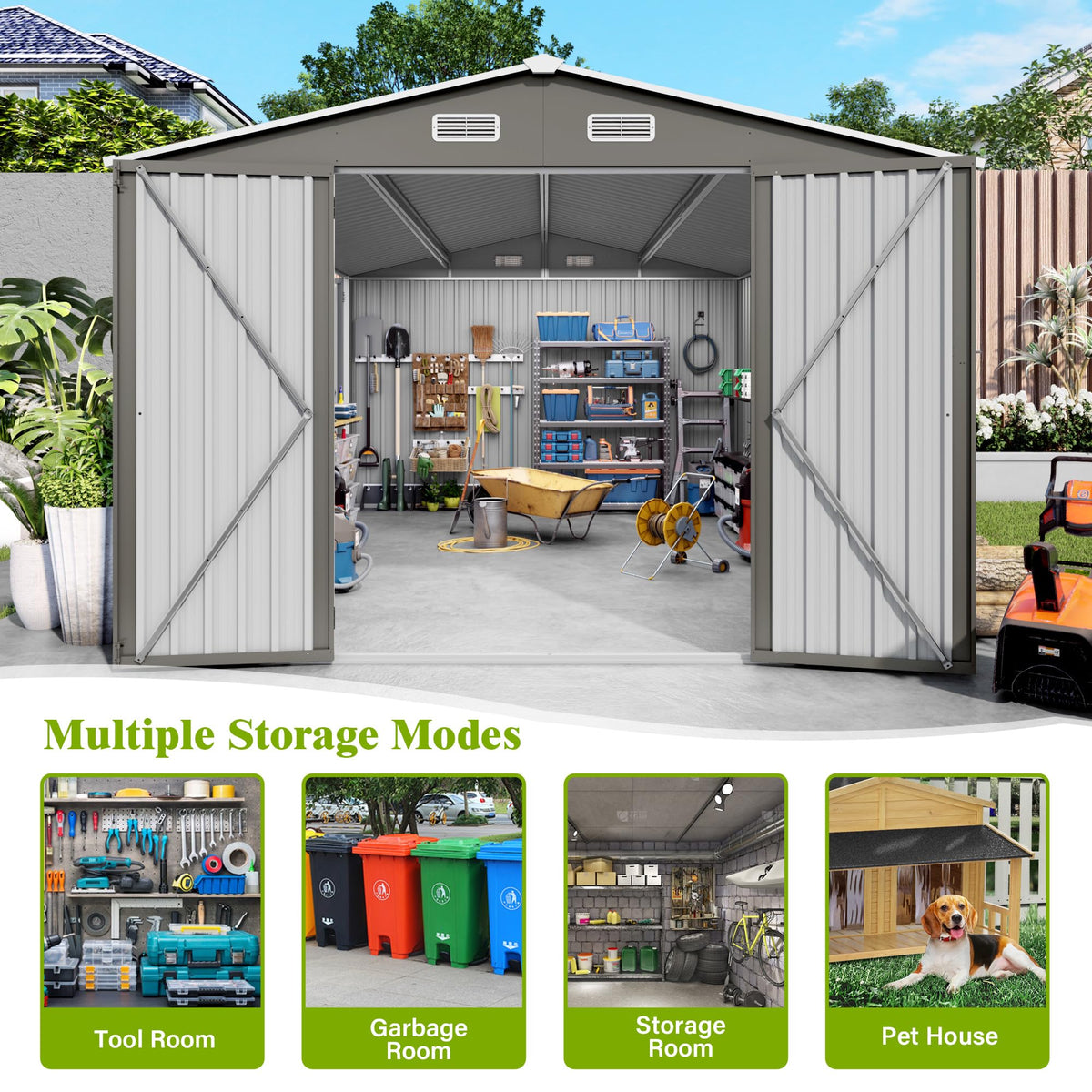 10x14 FT Outdoor Metal Storage Shed S844