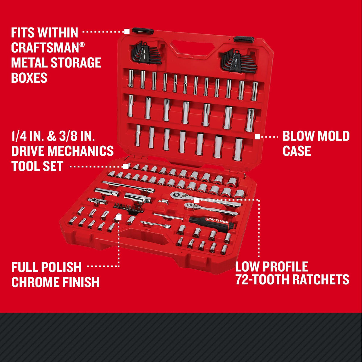 105 Pcs Standard and Metric Mechanics Tool Set with Case H3812