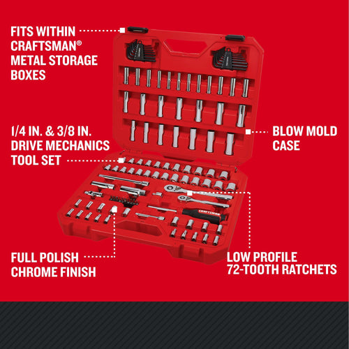 105 Pcs Standard and Metric Mechanics Tool Set with Case H3812