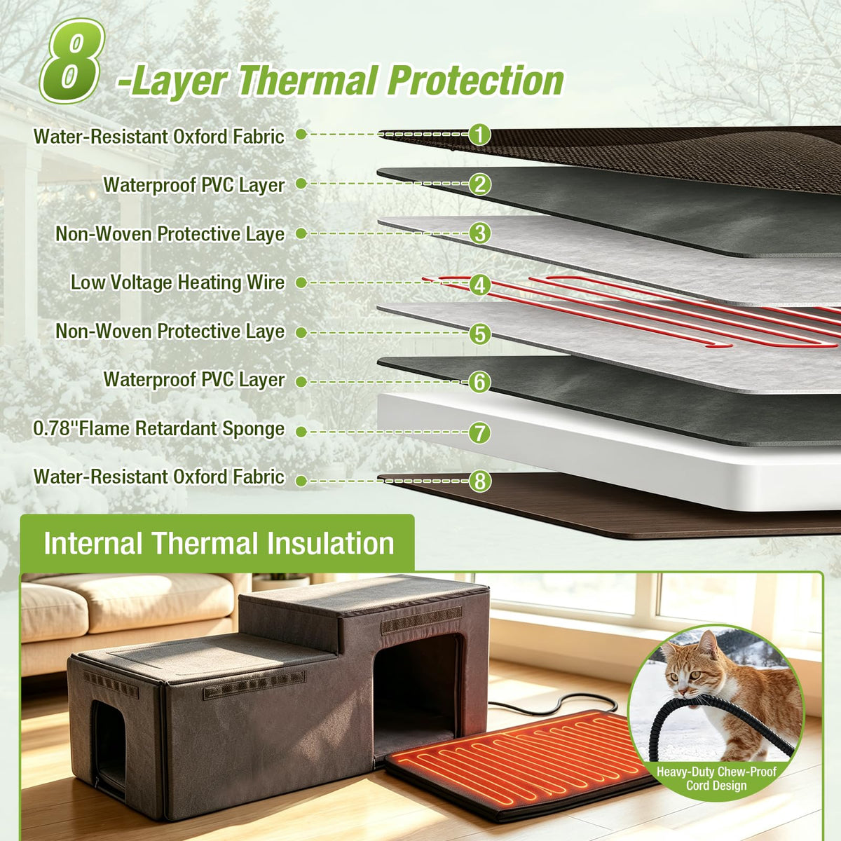 Large Heated Outdoor Cat House with Insulated Liner A482