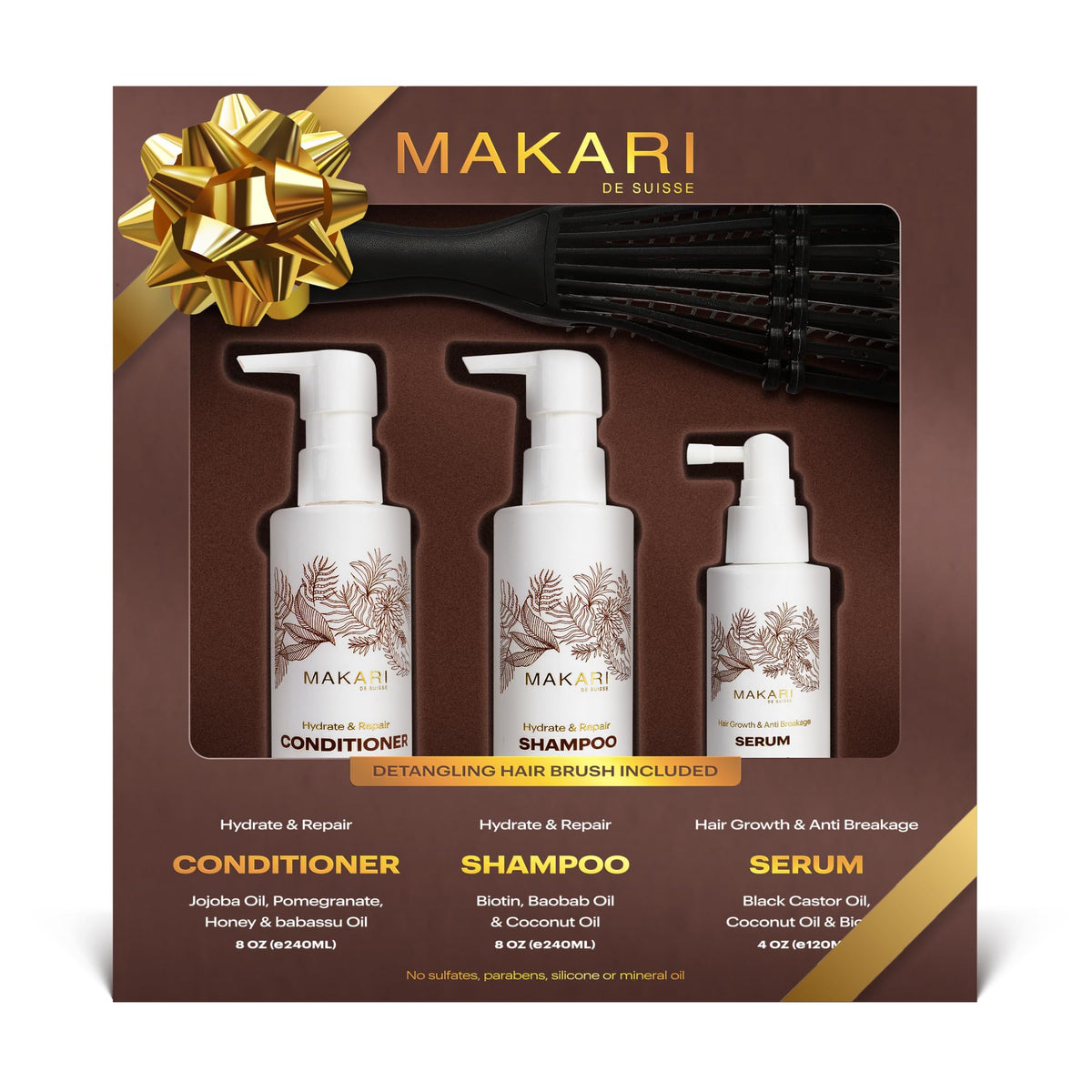 Hair Care Set with Shampoo, Conditioner, Serum & Brush Q862