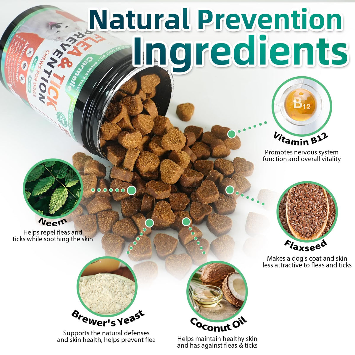 Flea and Tick Prevention for Dogs Chewables, 200 Soft Chews F7265