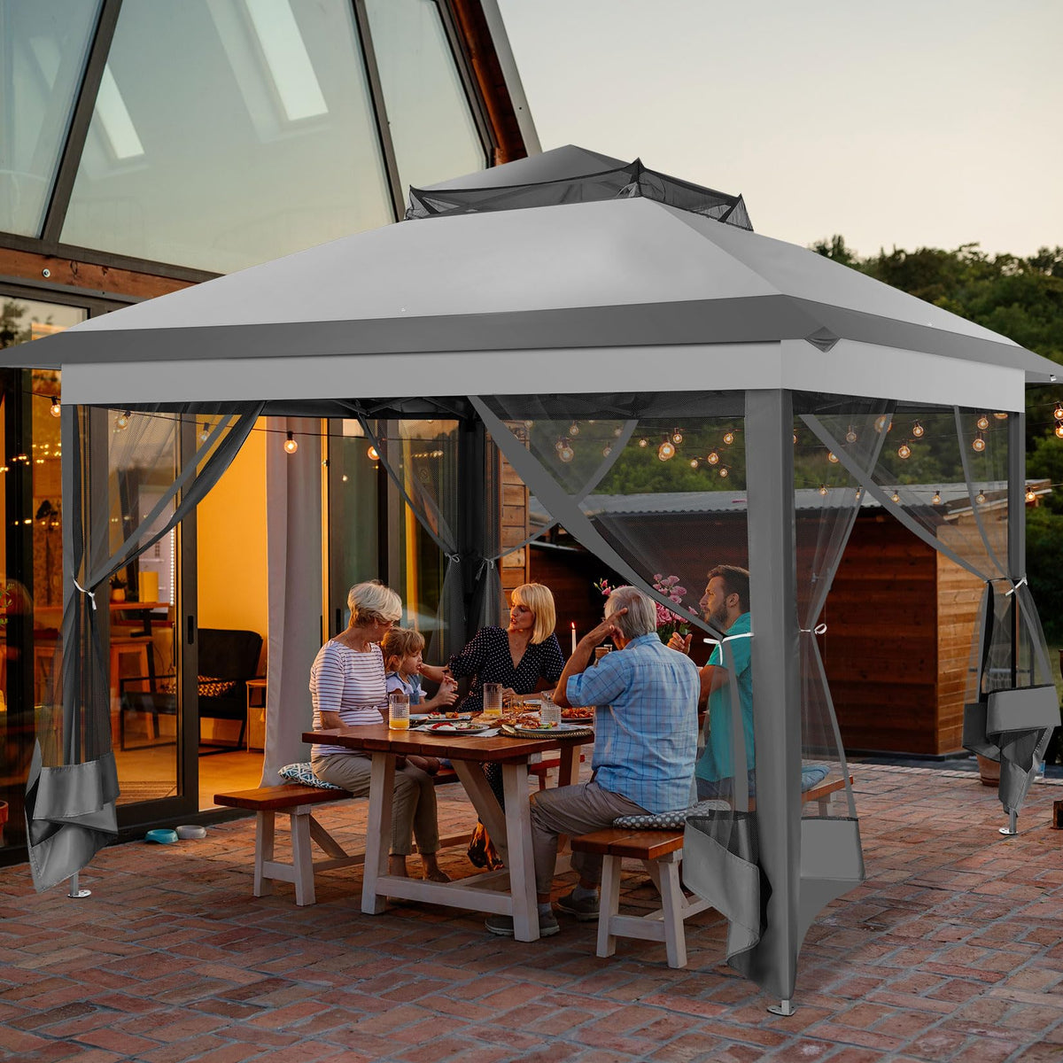 11x11 Pop Up Gazebo Canopy Tent with Mosquito Net R492186