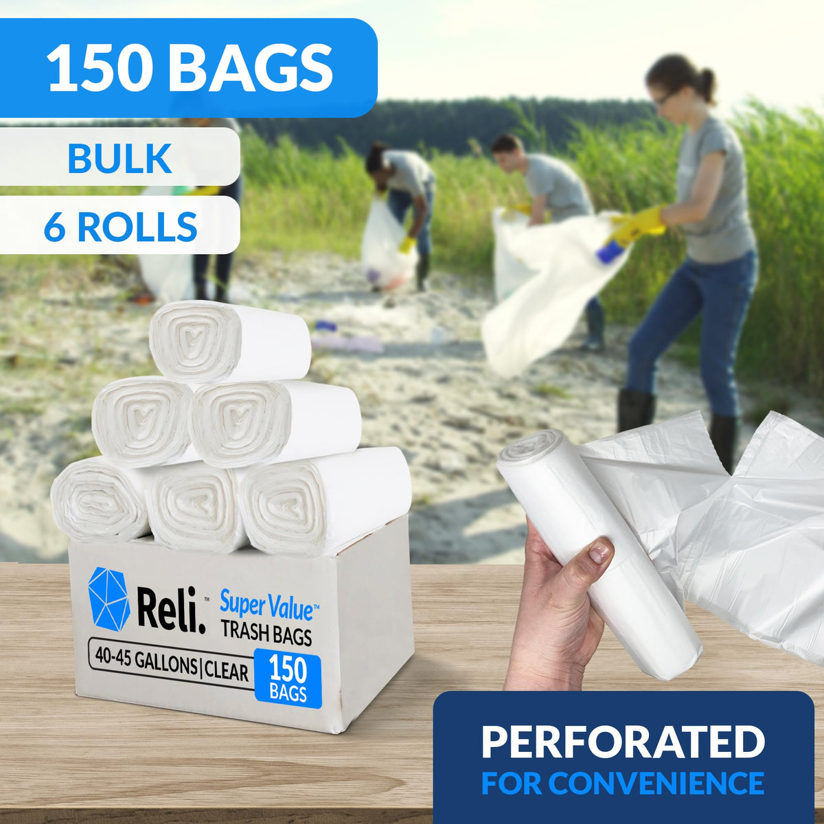 40 to 45 Gallon Heavy Duty Trash Bags U57082
