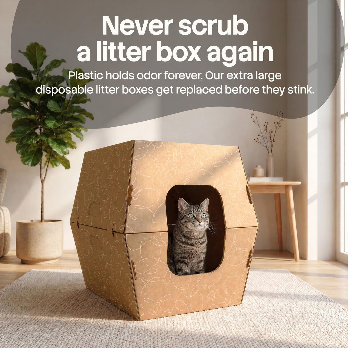 10 Pack Extra Large High Sided Leak Resistant Cardboard Cat Litter Boxes Q53025