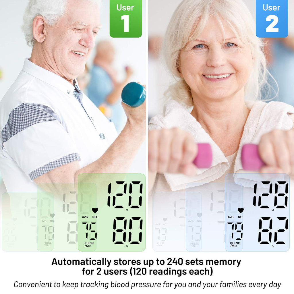 Black Upper Arm Blood Pressure Monitor with Adjustable Arm Cuff and Large Display S451