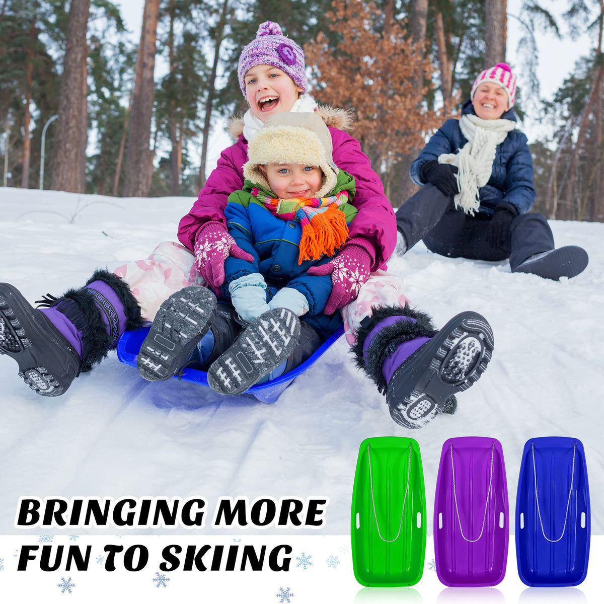 12 Pcs 35 Inch Plastic Snow Sleds G7371