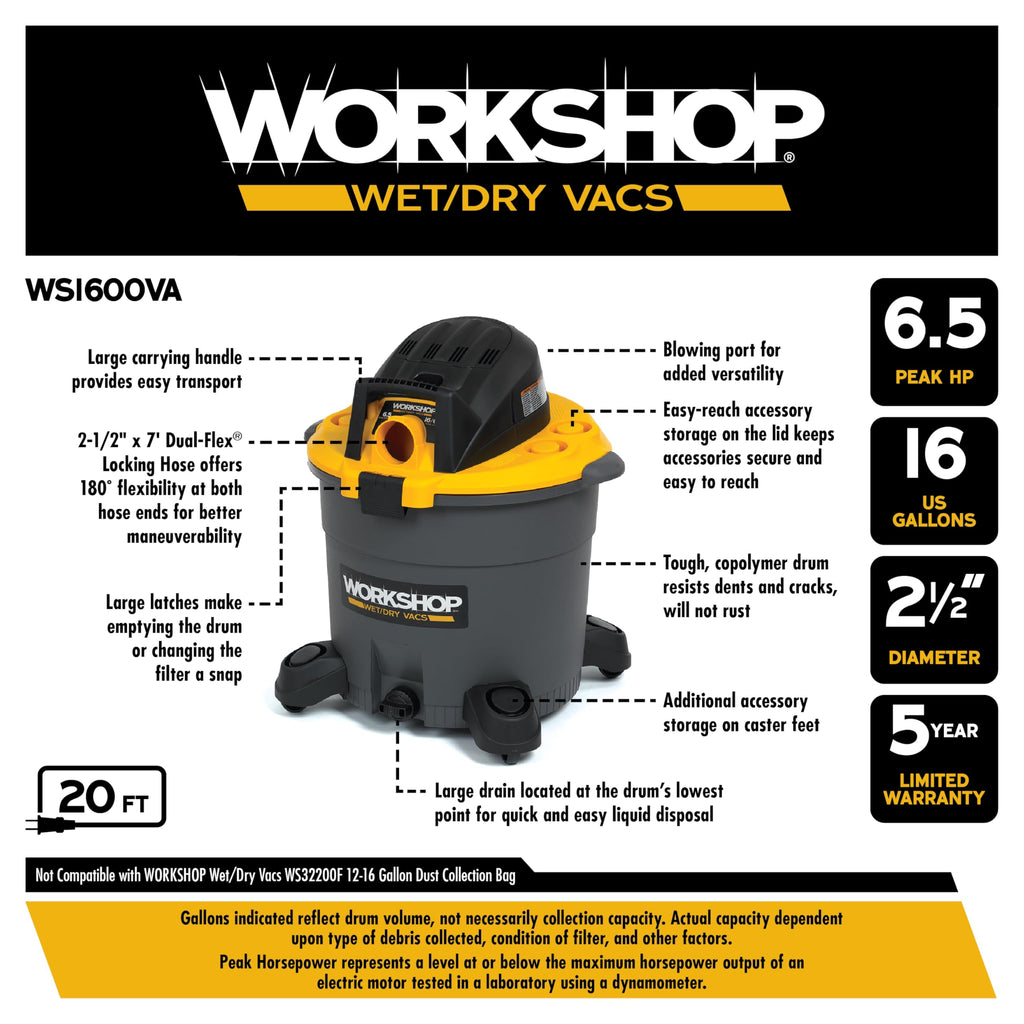 16-Gallon Wet Dry Vacuum Cleaner I314235