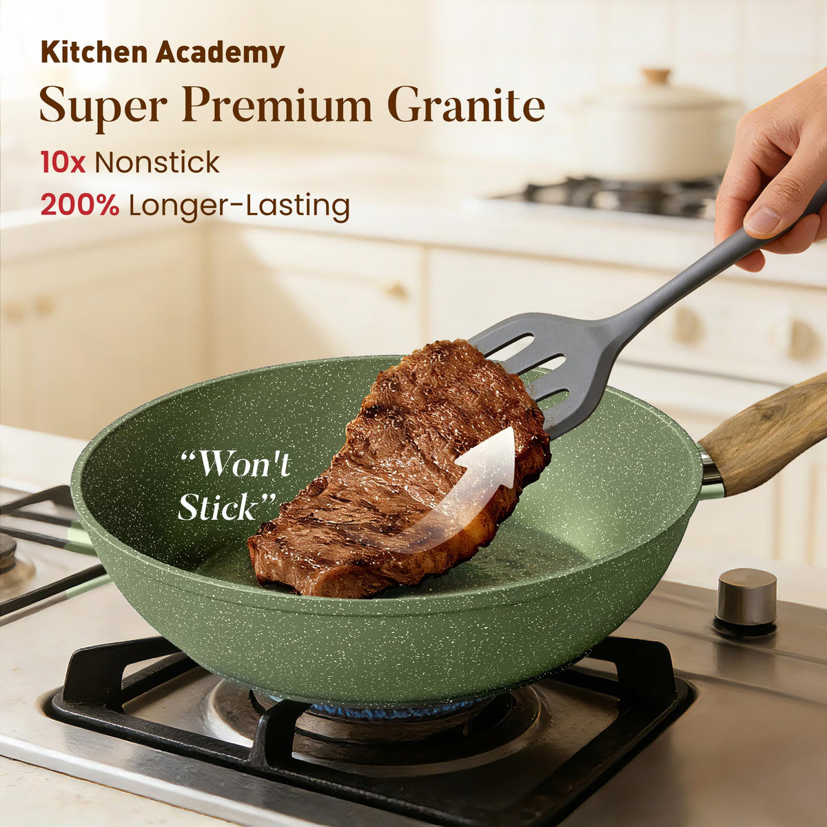 Non Stick Sage Green Cookware Set K241
