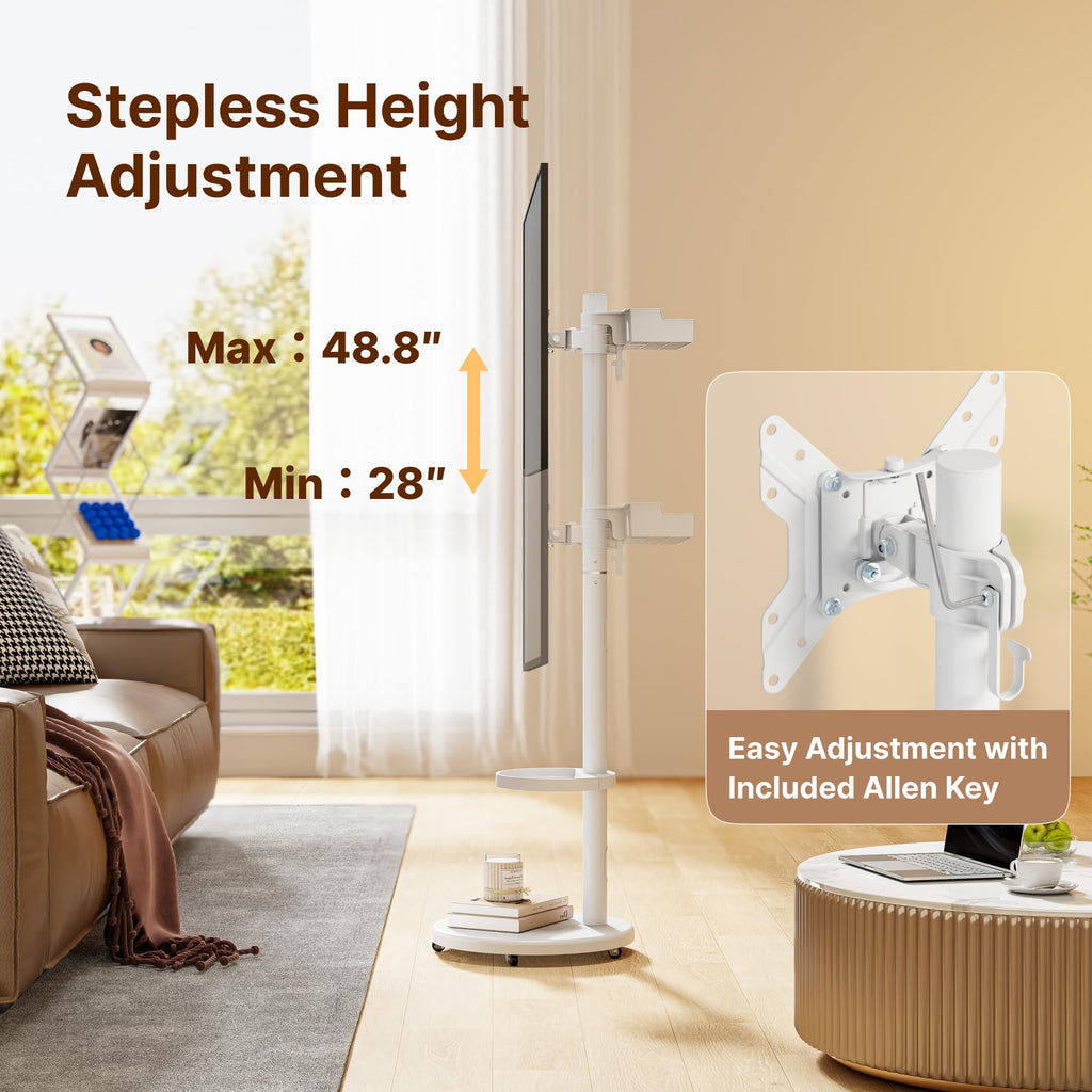 White Rolling TV Stand S971