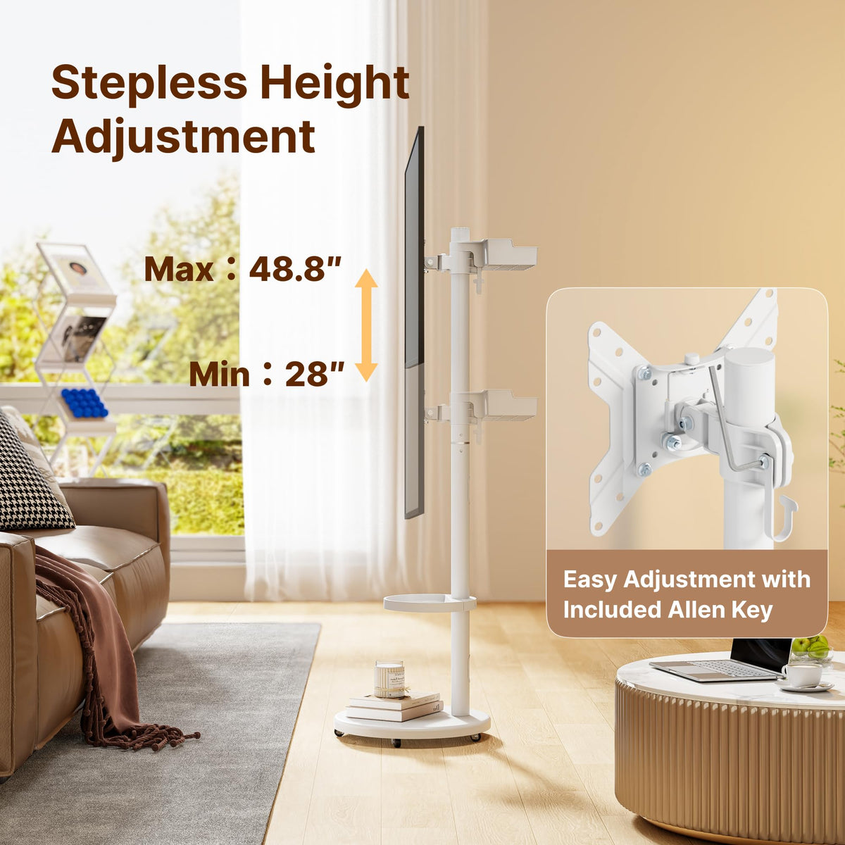 White Rolling TV Stand S971