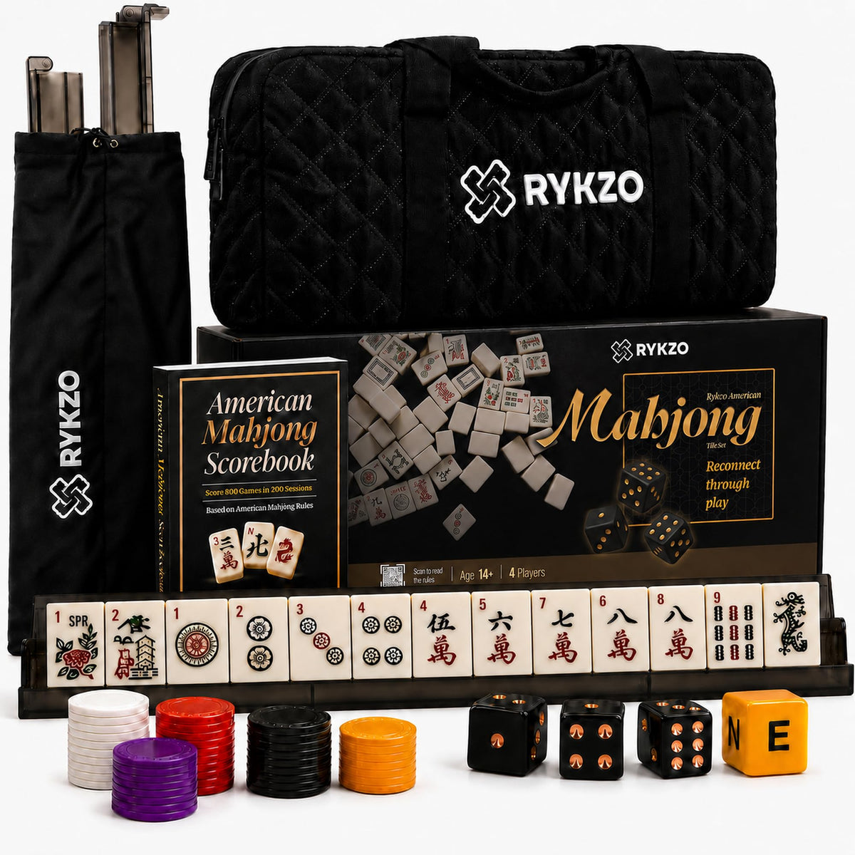 166 Engraved Melamine Mahjong Set with Travel Bag E32715