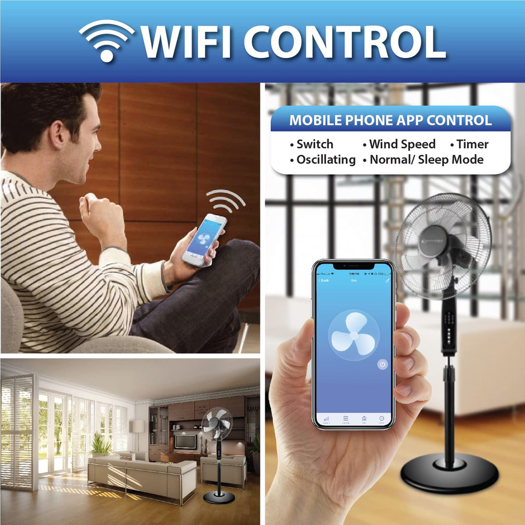 16” WIFI Enabled Oscillating Pedestal Fan W253