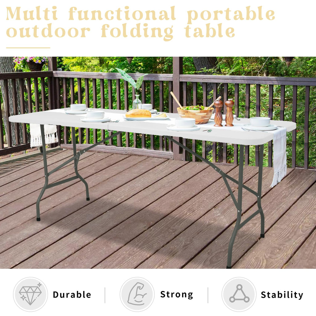 Set of 2 White 6 FT Folding Plastic Table H700221