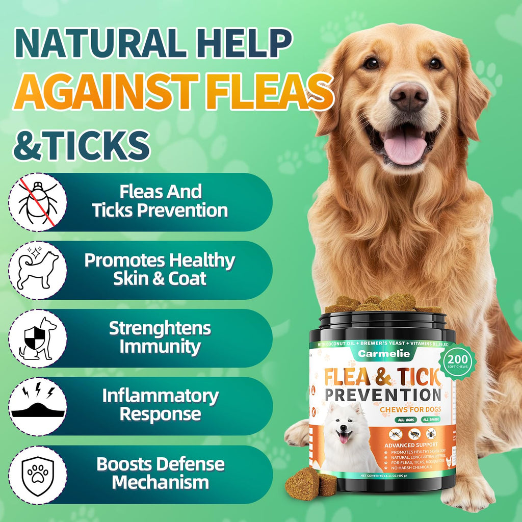 Flea and Tick Prevention for Dogs Chewables, 200 Soft Chews F7265