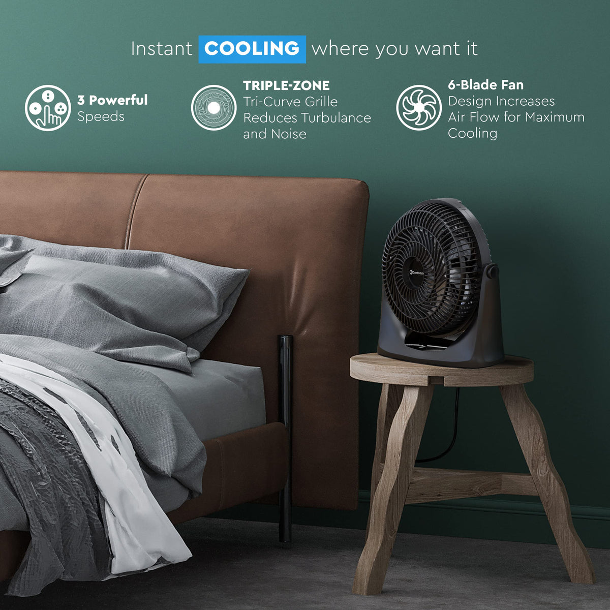 9 inch 3-Speed Floor Fan with Wall-Mounting T691296