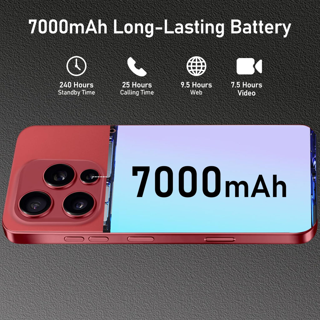 Unlocked Cell Phone 16+512GB Android 14 Wine Red K4339