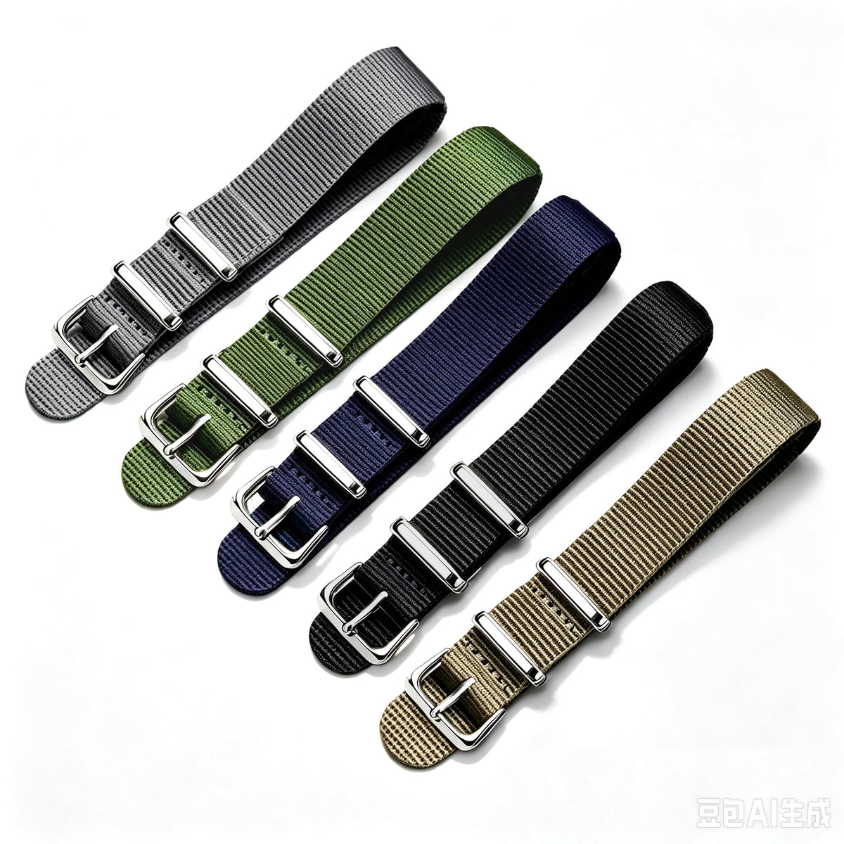 Nylon Watch Band with Stainless Steel Silver Buckle U557