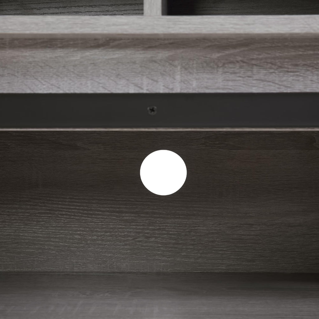 65" Grey Farmhouse TV Stand with Sliding Doors C43090