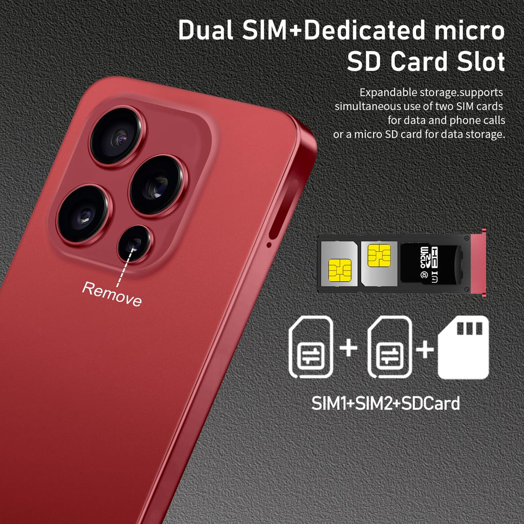 Unlocked Cell Phone 16+512GB Android 14 Wine Red K4339