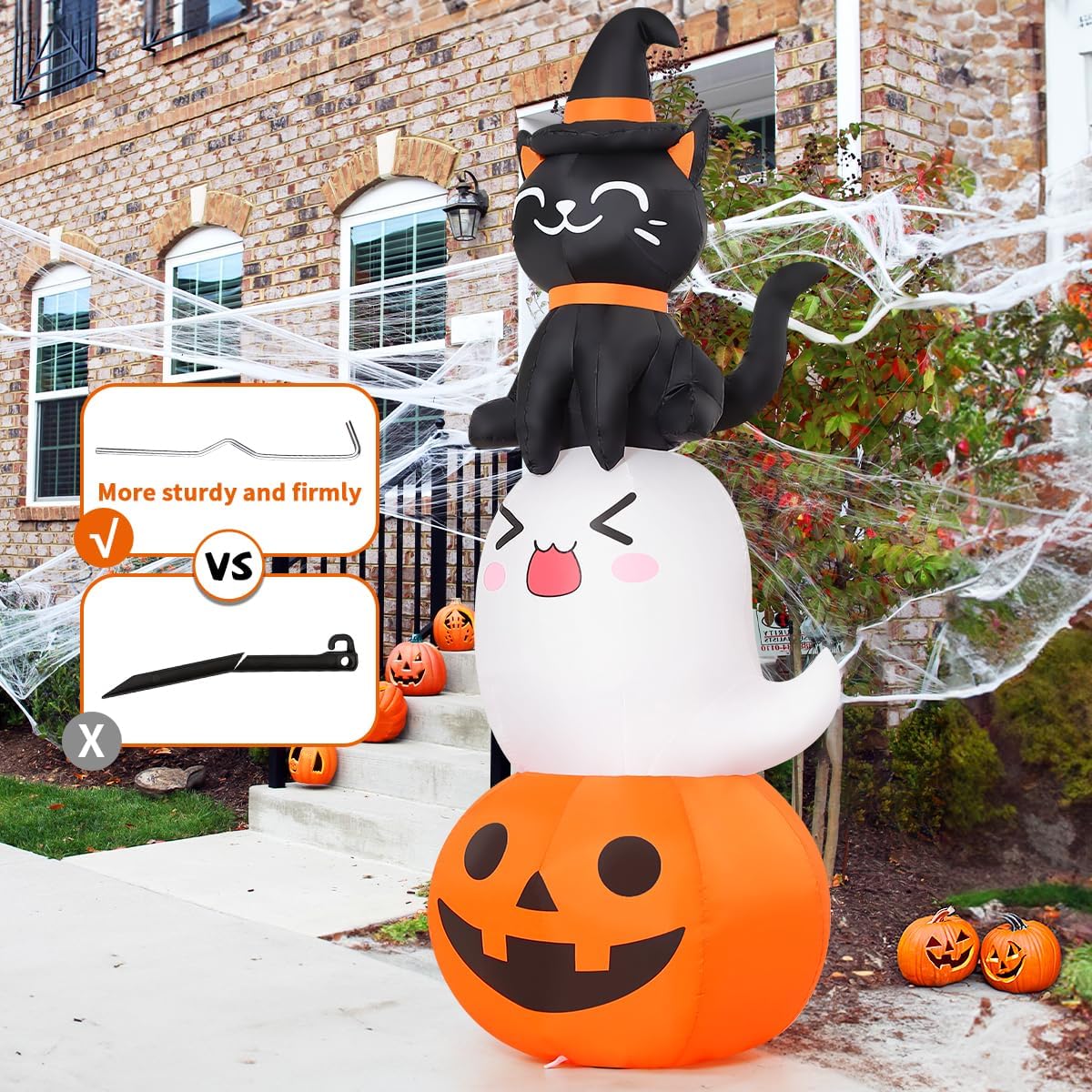 6 FT Halloween Inflatables Pumpkin Ghost Cat Outdoor Decorations U366170