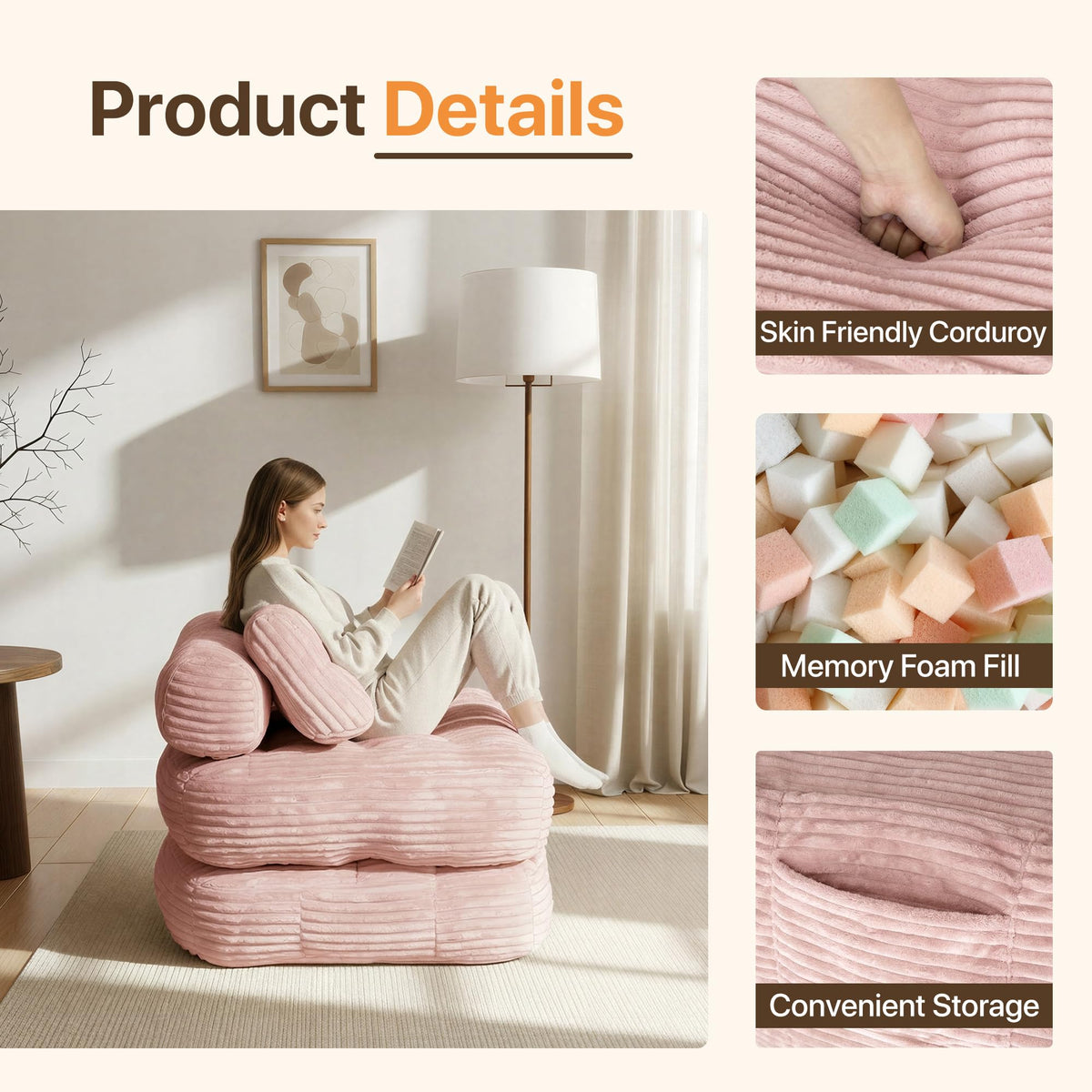 Pink Folding Sofa Bed G545