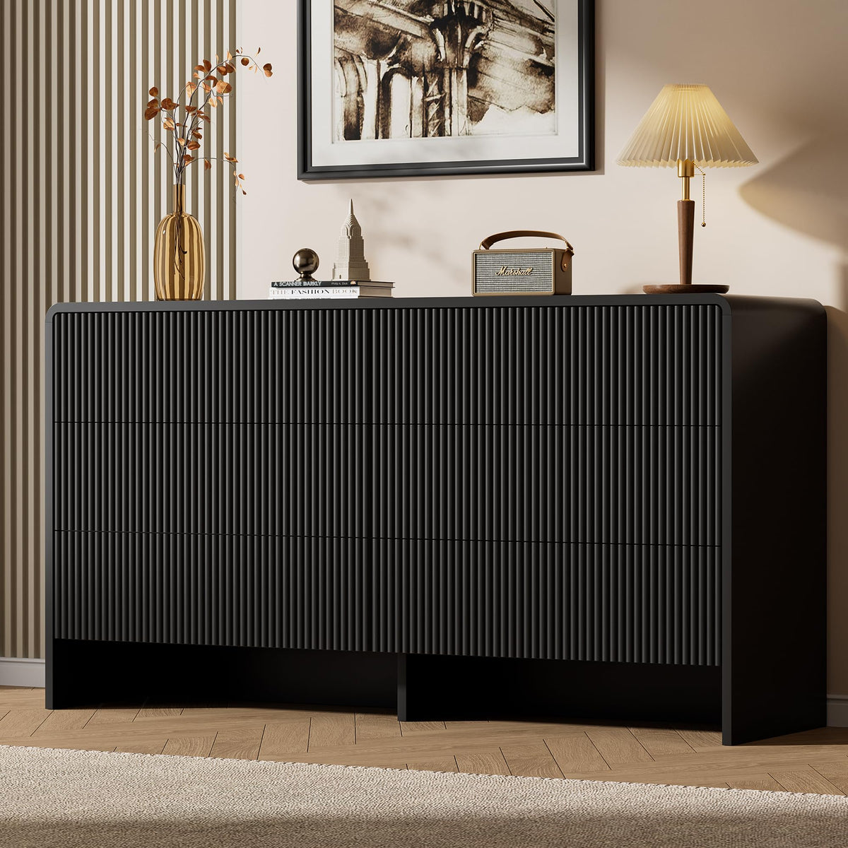 Black 6 Drawer Dresser V330930