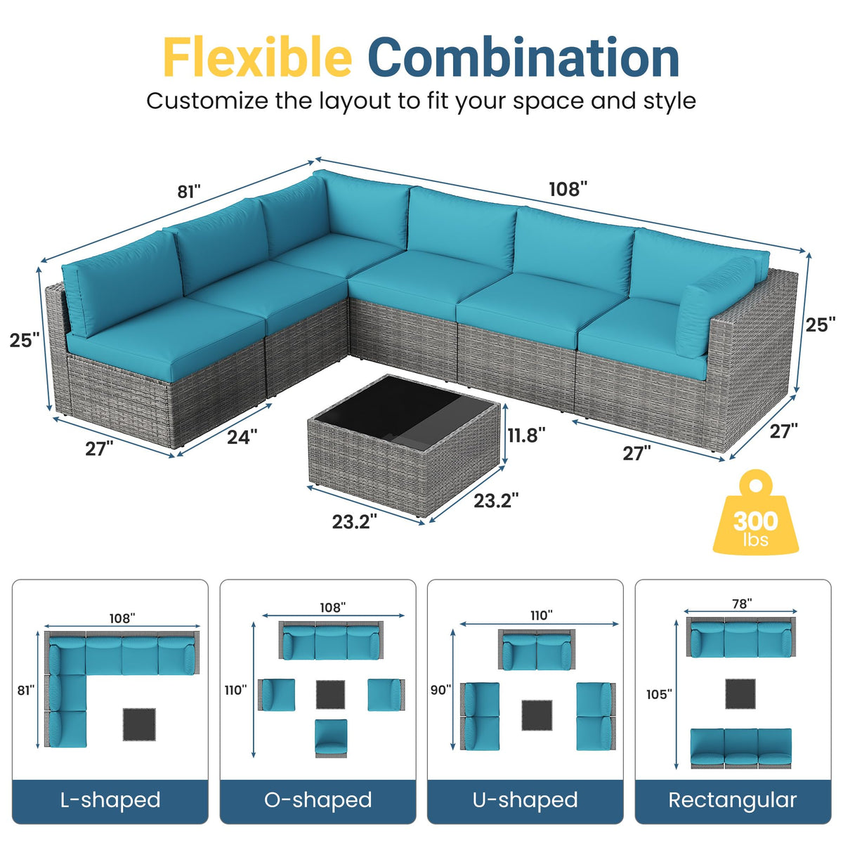 All-Weather Patio Sectional Furniture Set H53653