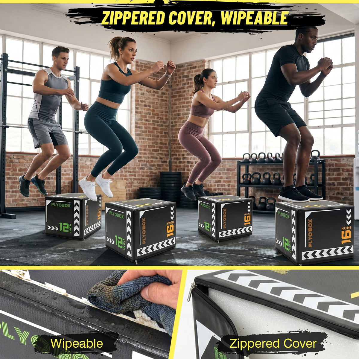 3 in 1 Foam Plyometric Jump Box, 12 14 16 Inch Soft Plyo Box O946187