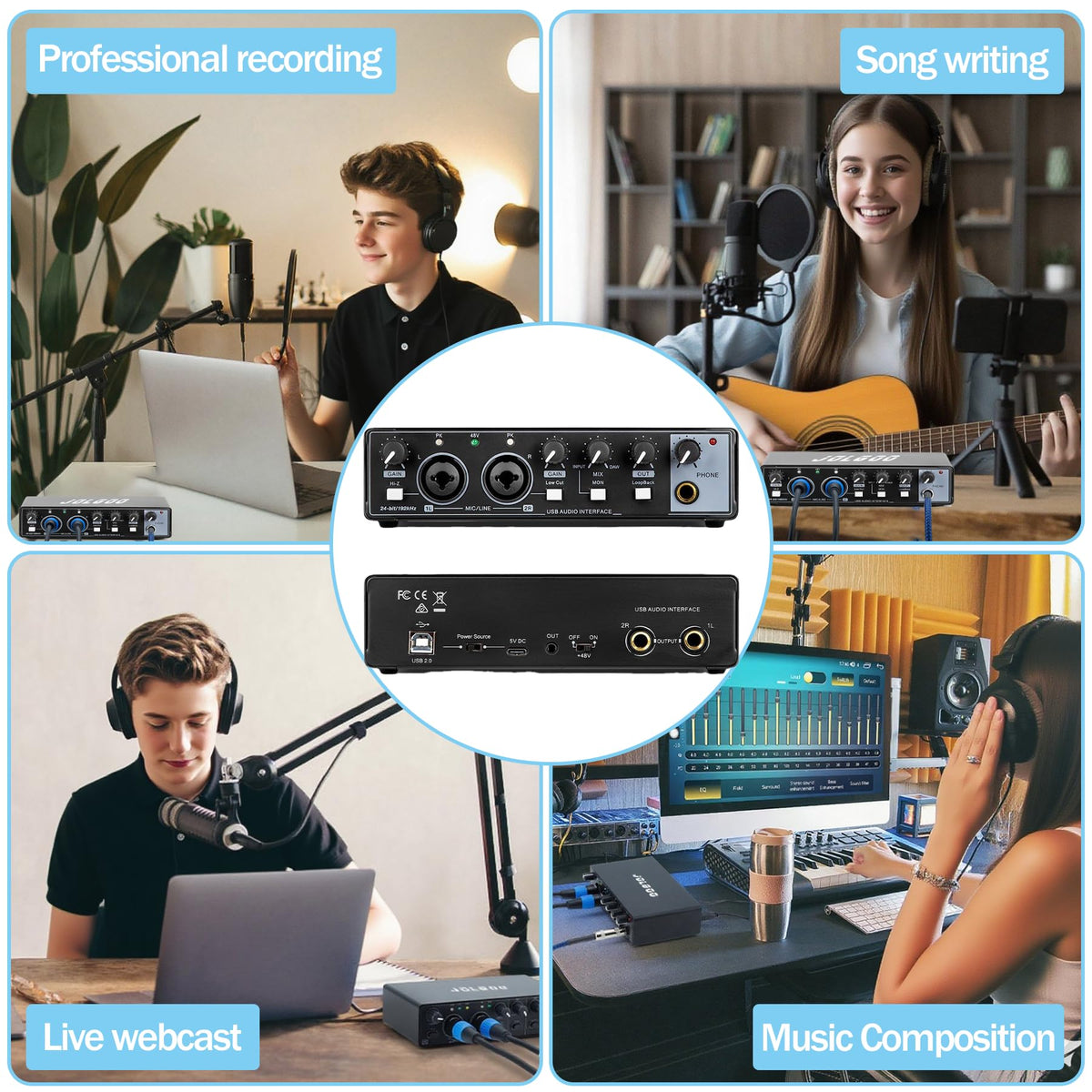 2x2 USB Audio Interface, 24-Bit/192kHz B9614