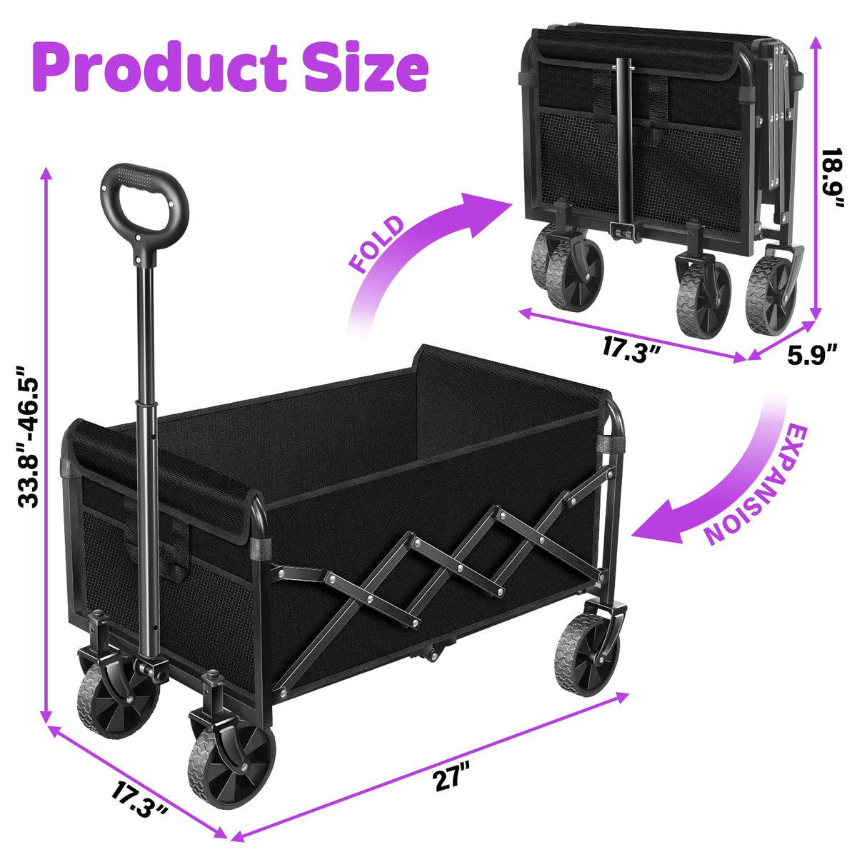 Foldable Wagon Cart with Wheels S6576