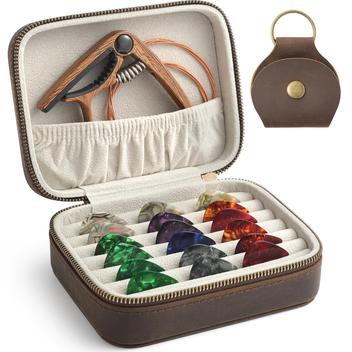Leather Guitar Pick Case Holder Box A8597