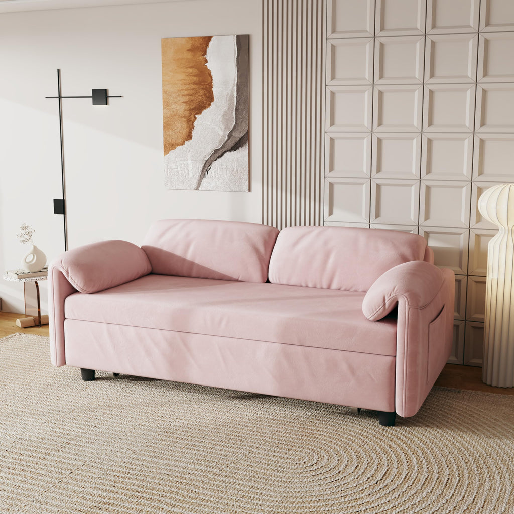 Pink Velvet 3 in 1 Convertible Sofa Bed P249247